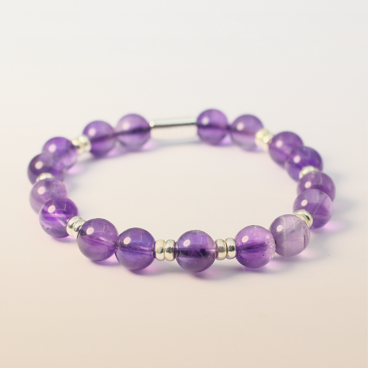 Silver Amethyst Crown Chakra Bracelet