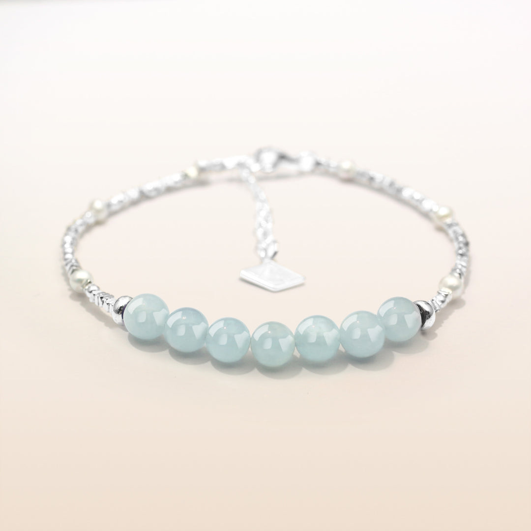 Vitality-Silver Aquamarine Chakra Bracelet