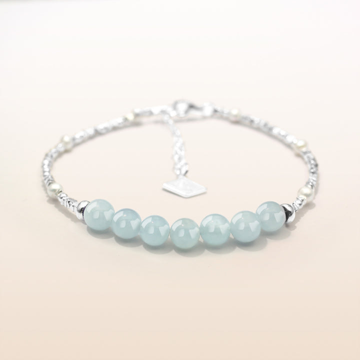 Vitality-Silver Aquamarine Chakra Bracelet