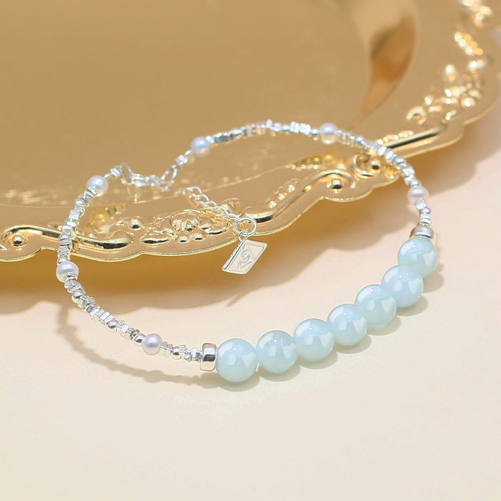 Vitality-Silver Aquamarine Chakra Bracelet