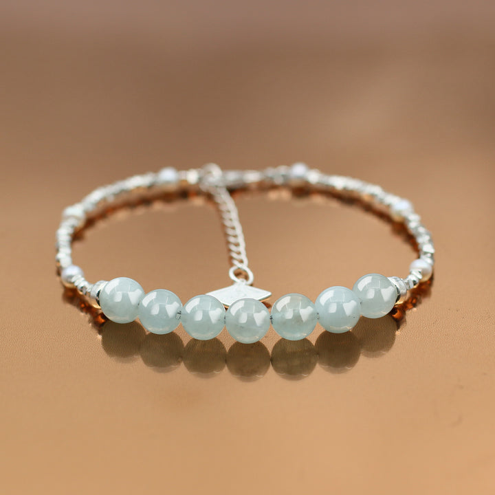 Vitality-Silver Aquamarine Chakra Bracelet