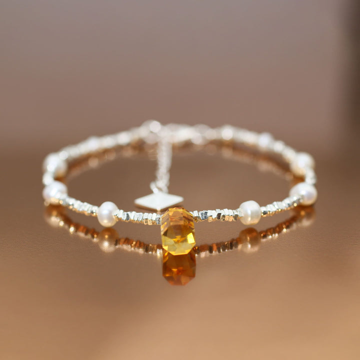 Silver Citrine Gemini Guardian Bracelet