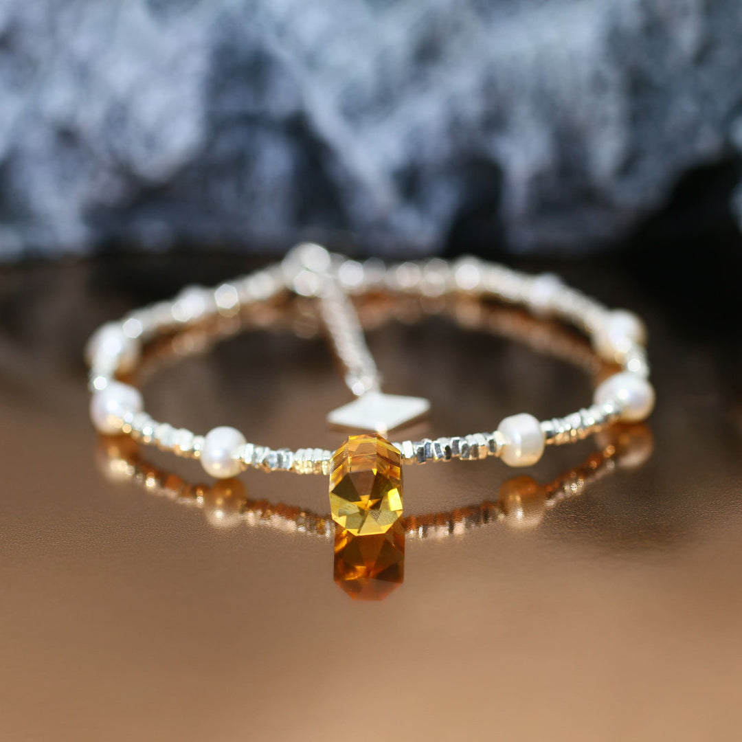 Silver Citrine Gemini Guardian Bracelet