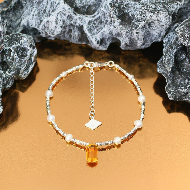 Silver Citrine Gemini Guardian Bracelet