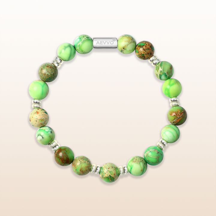 Silver Green Jasper Heart Chakra Bracelet