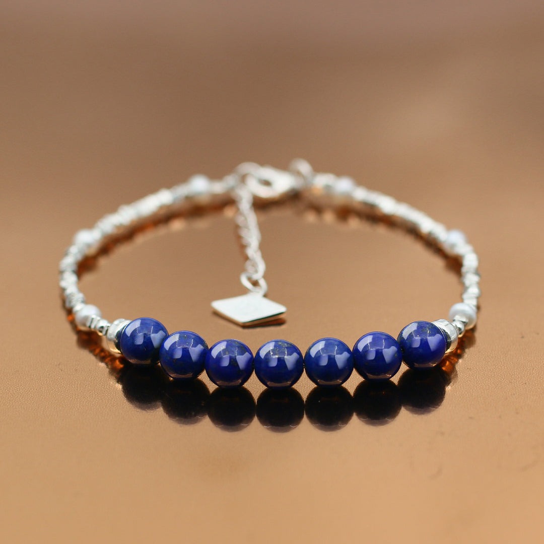 Vitality-Silver Lapis Lazuli Chakra Bracelet