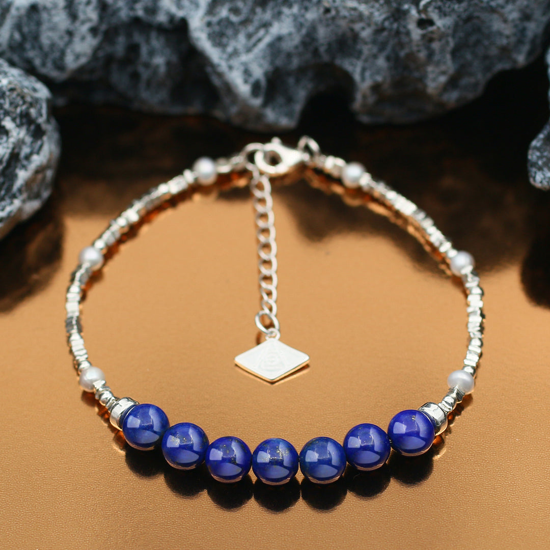 Vitality-Silver Lapis Lazuli Chakra Bracelet