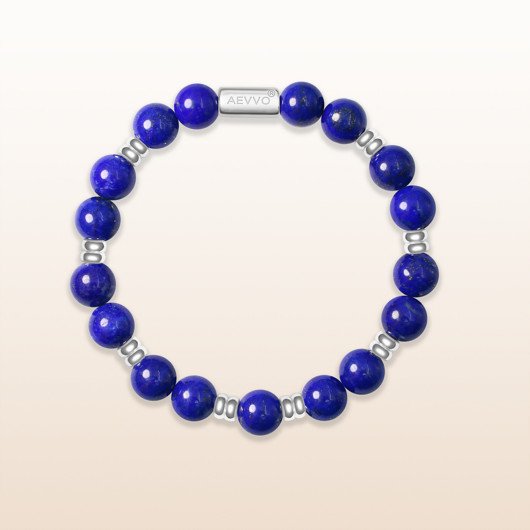 Silver Lapis Lazuli  Third Eye Chakra Bracelet