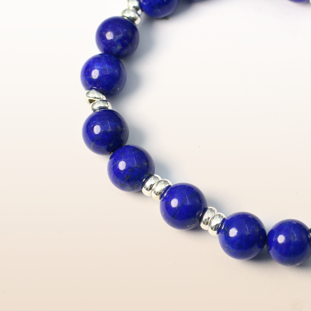 Silver Lapis Lazuli  Third Eye Chakra Bracelet