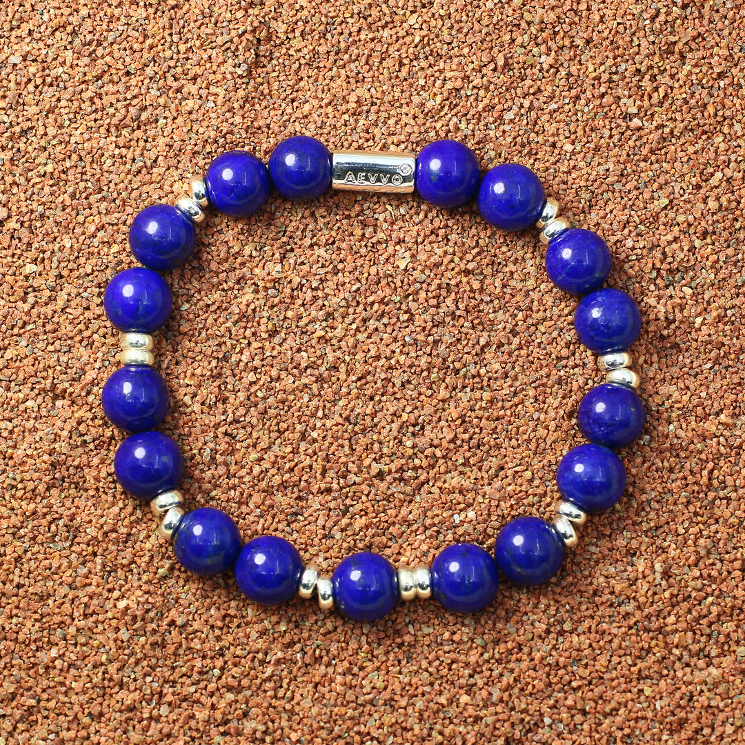 Silver Lapis Lazuli  Third Eye Chakra Bracelet