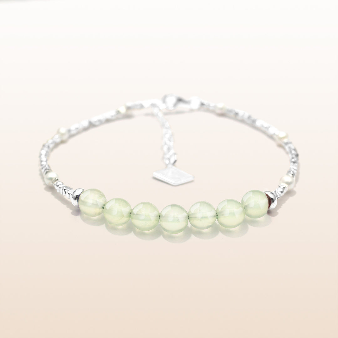 Vitality-Silver Prehnite Chakra Bracelet