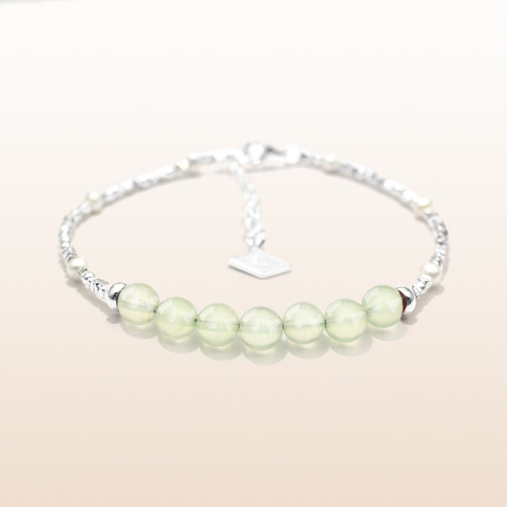 Vitality-Silver Prehnite Chakra Bracelet