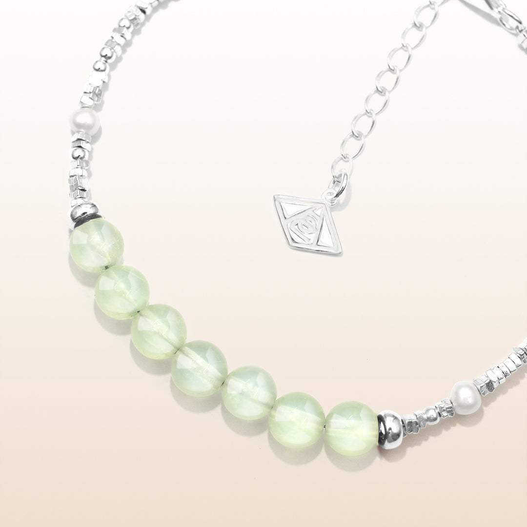 Vitality-Silver Prehnite Chakra Bracelet