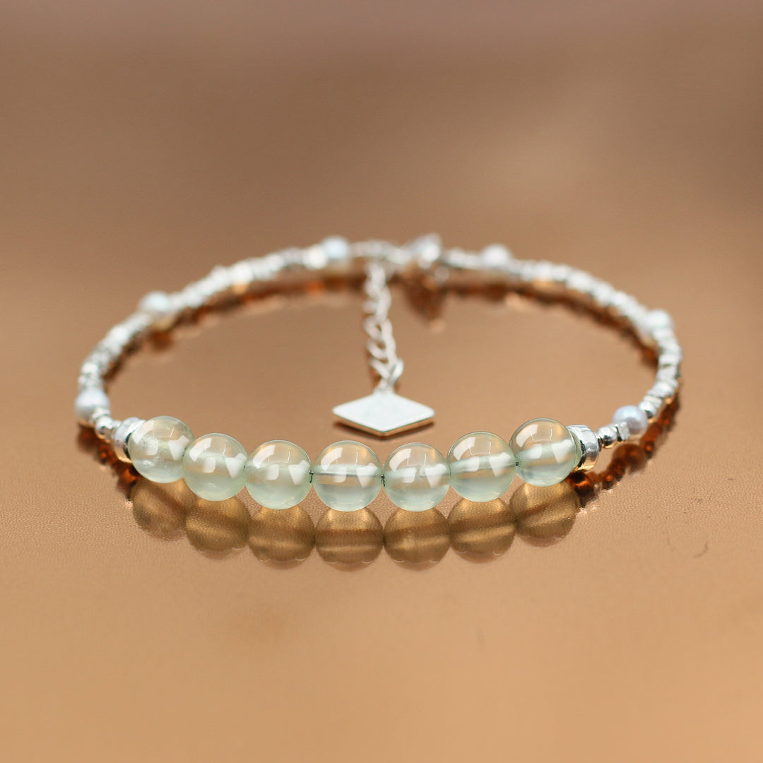 Vitality-Silver Prehnite Chakra Bracelet