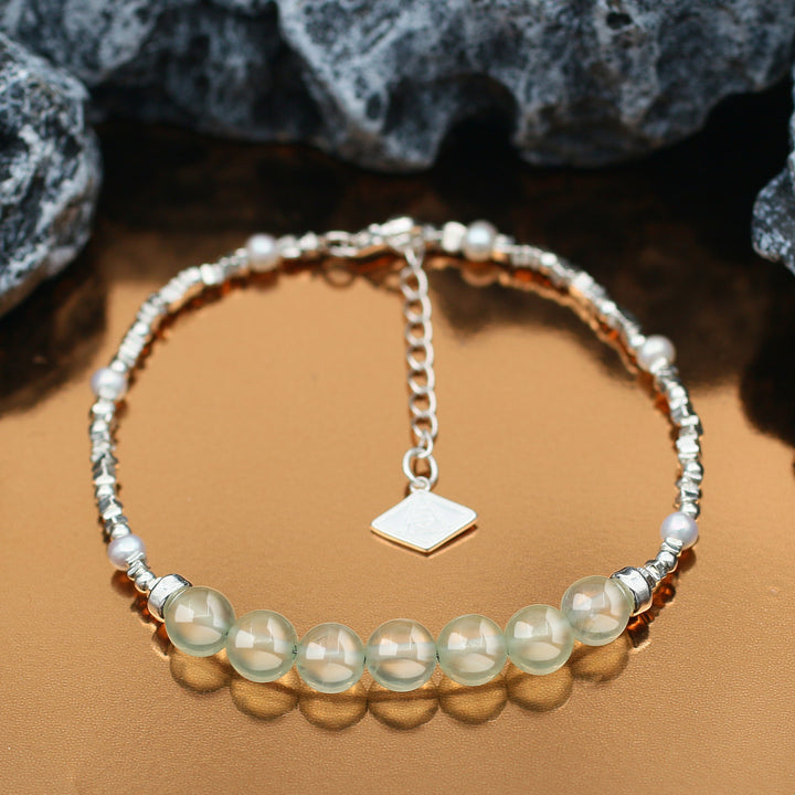 Vitality-Silver Prehnite Chakra Bracelet