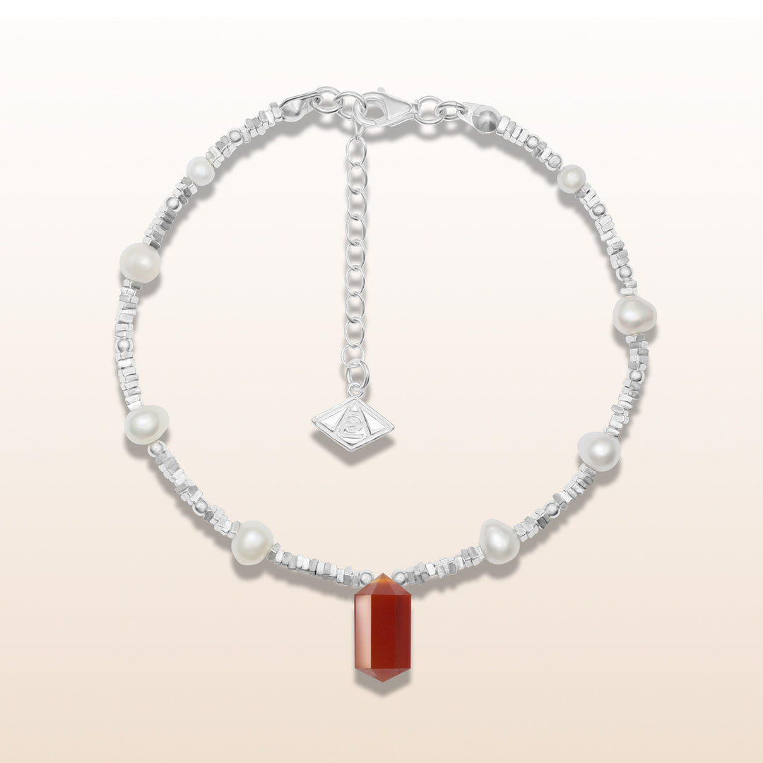 Silver Red Agate Cancer Guardian Bracelet