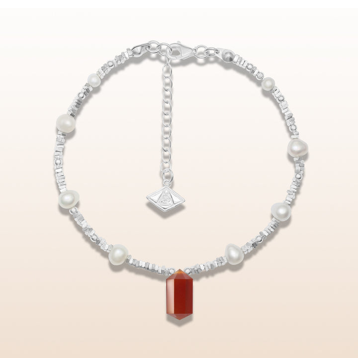 Silver Red Agate Cancer Guardian Bracelet