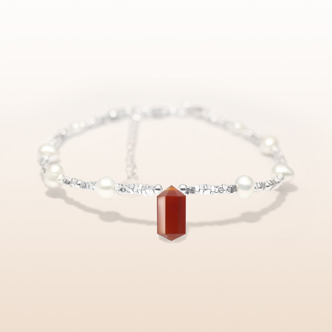 Silver Red Agate Cancer Guardian Bracelet