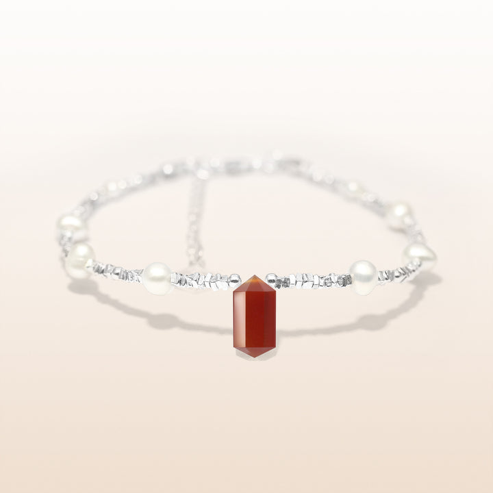 Silver Red Agate Cancer Guardian Bracelet