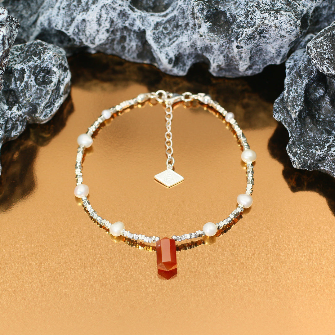 Silver Red Agate Cancer Guardian Bracelet