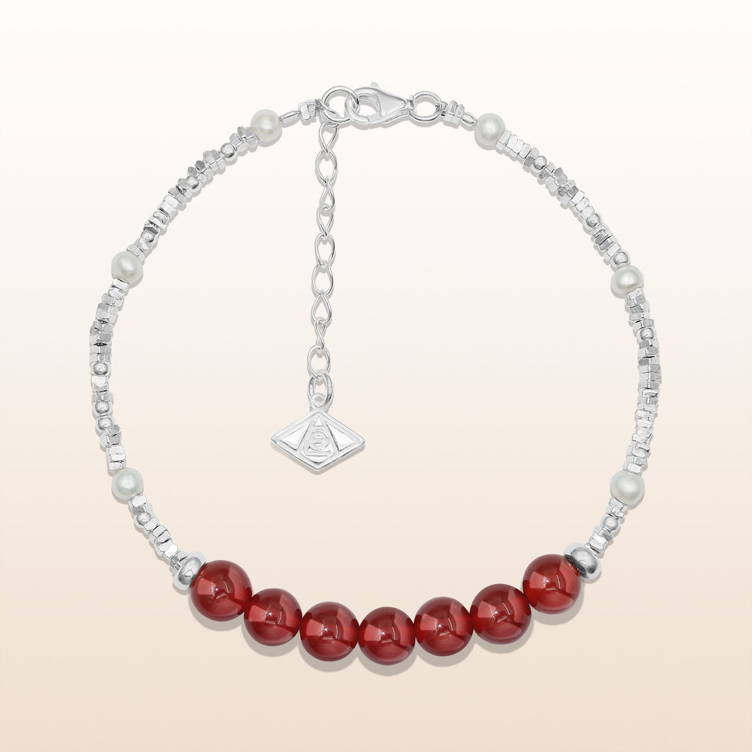 Vitality-Silver Red Agate Chakra Bracelet