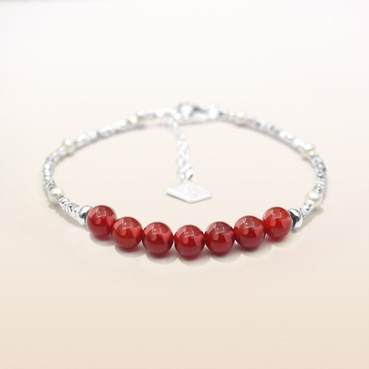 Vitality-Silver Red Agate Chakra Bracelet