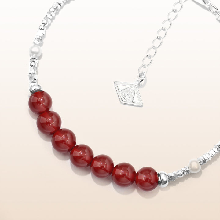 Vitality-Silver Red Agate Chakra Bracelet