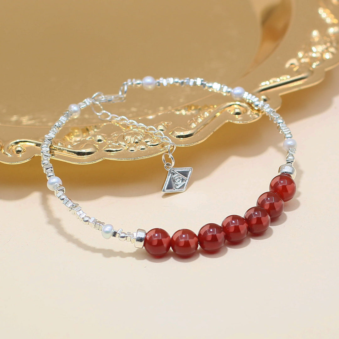 Vitality-Silver Red Agate Chakra Bracelet