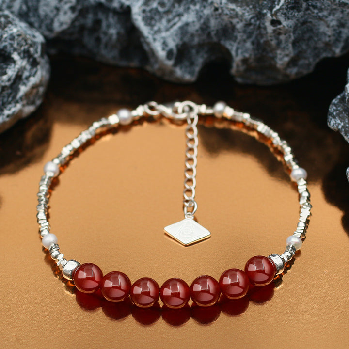 Vitality-Silver Red Agate Chakra Bracelet