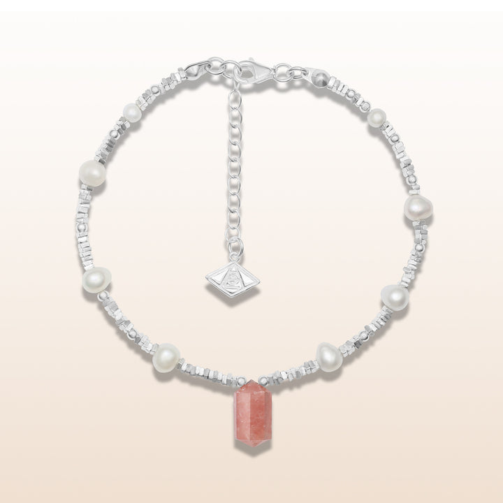 Silver Rhodochrosite Leo Guardian Bracelet