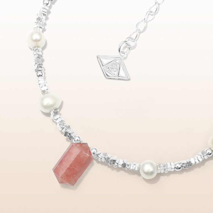 Silver Rhodochrosite Leo Guardian Bracelet