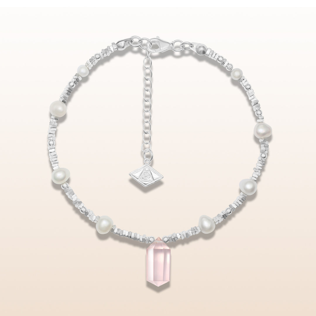 Silver Rose Quartz Sagittarius Guardian Bracelet