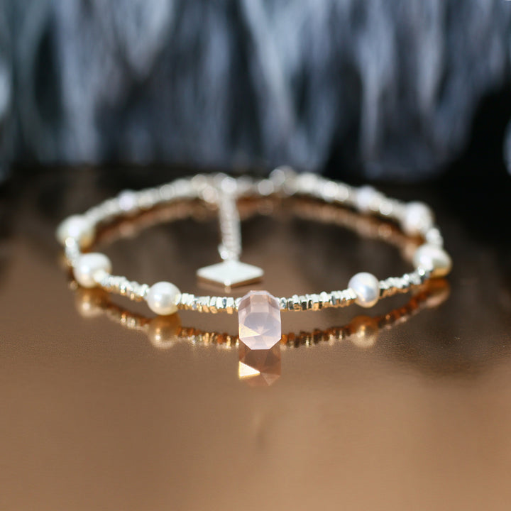 Silver Rose Quartz Sagittarius Guardian Bracelet