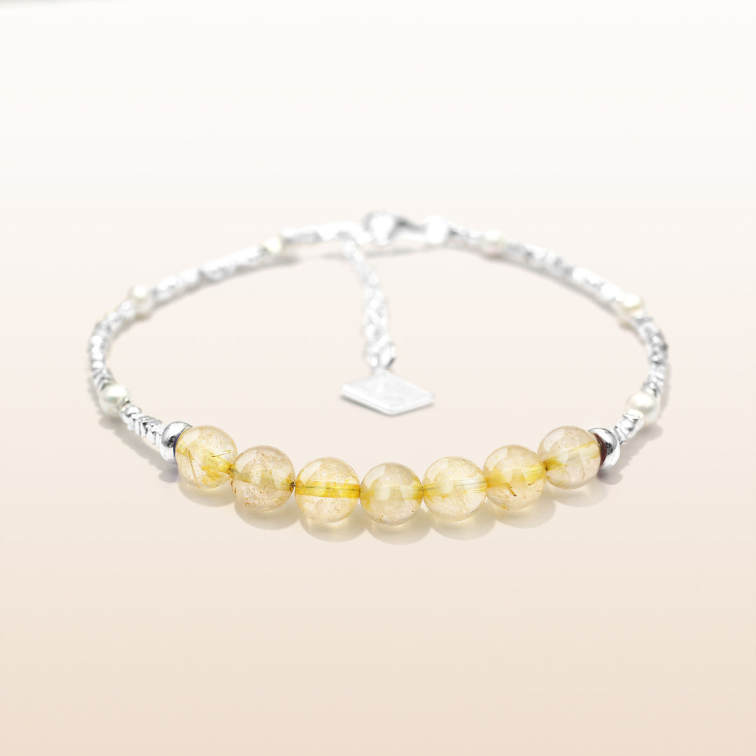 Vitality-Silver Rutilated Quartz Chakra Bracelet