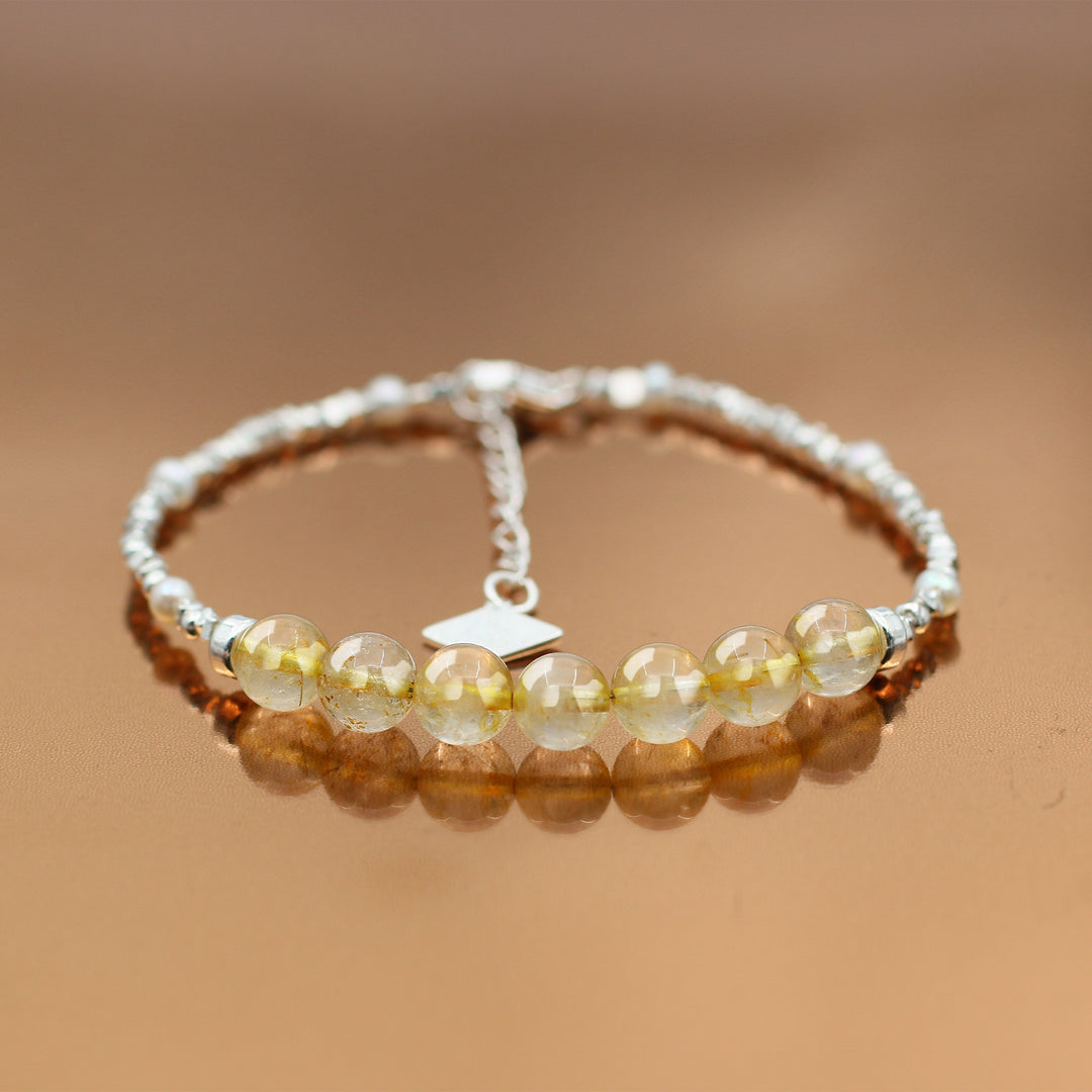 Vitality-Silver Rutilated Quartz Chakra Bracelet