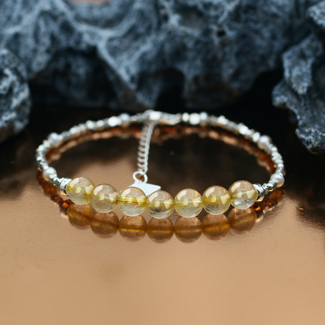 Vitality-Silver Rutilated Quartz Chakra Bracelet