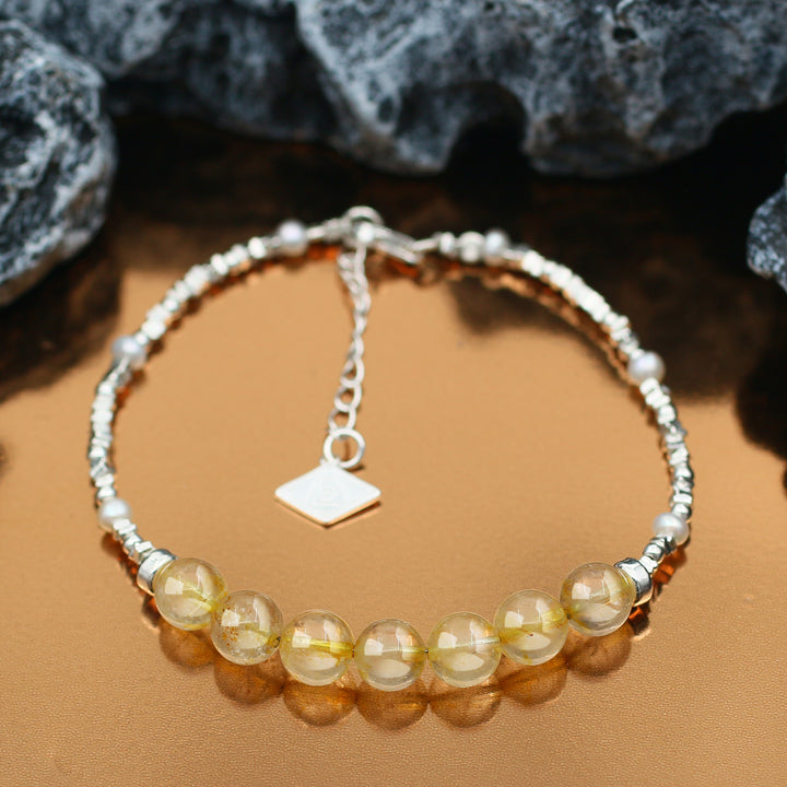 Vitality-Silver Rutilated Quartz Chakra Bracelet