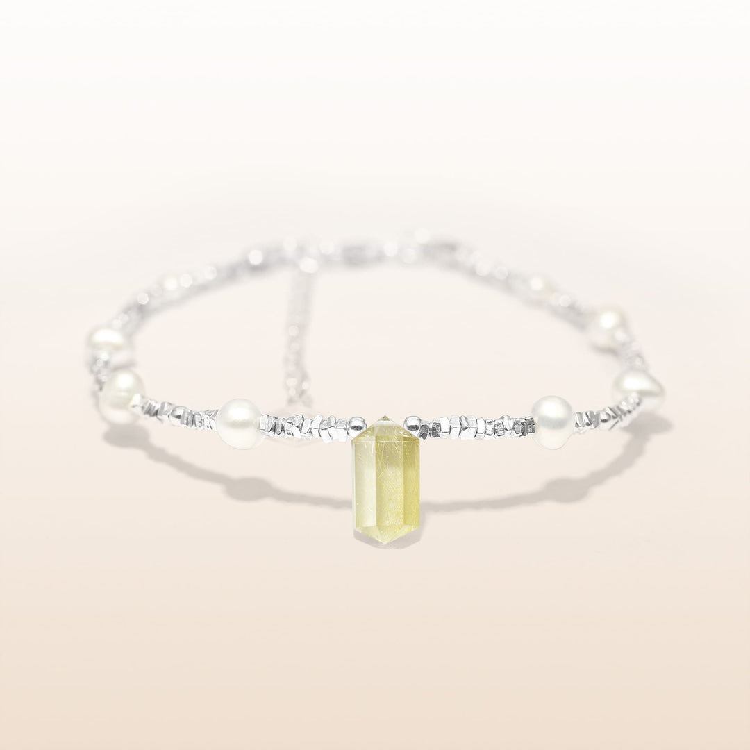 Silver Rutilated Quartz Taurus Guardian Bracelet