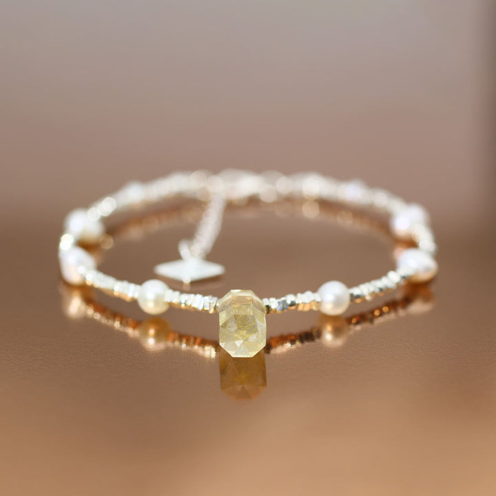 Silver Rutilated Quartz Taurus Guardian Bracelet