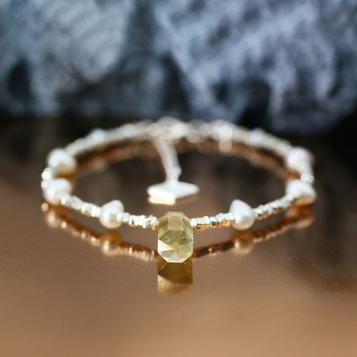 Silver Rutilated Quartz Taurus Guardian Bracelet