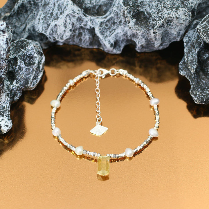 Silver Rutilated Quartz Taurus Guardian Bracelet