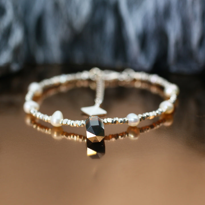 Silver Smoky Quartz Pisces Guardian Bracelet