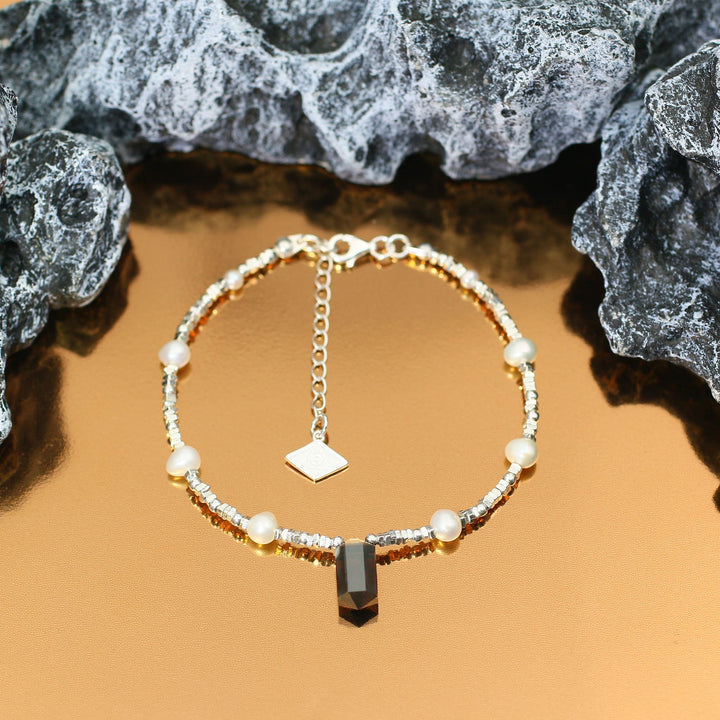 Silver Smoky Quartz Pisces Guardian Bracelet