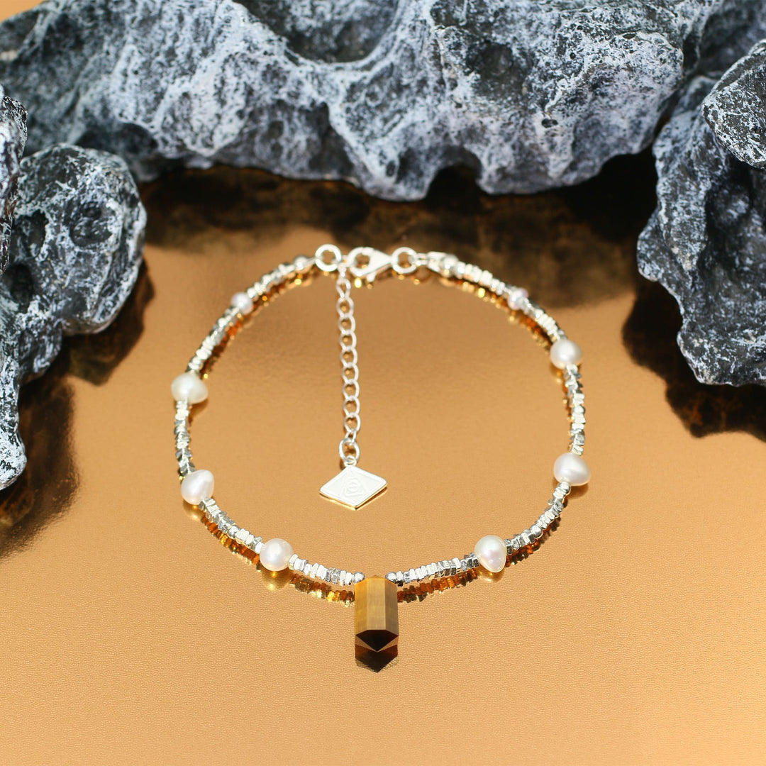 Silver Tiger Eye Capricorn Guardian  Bracelet