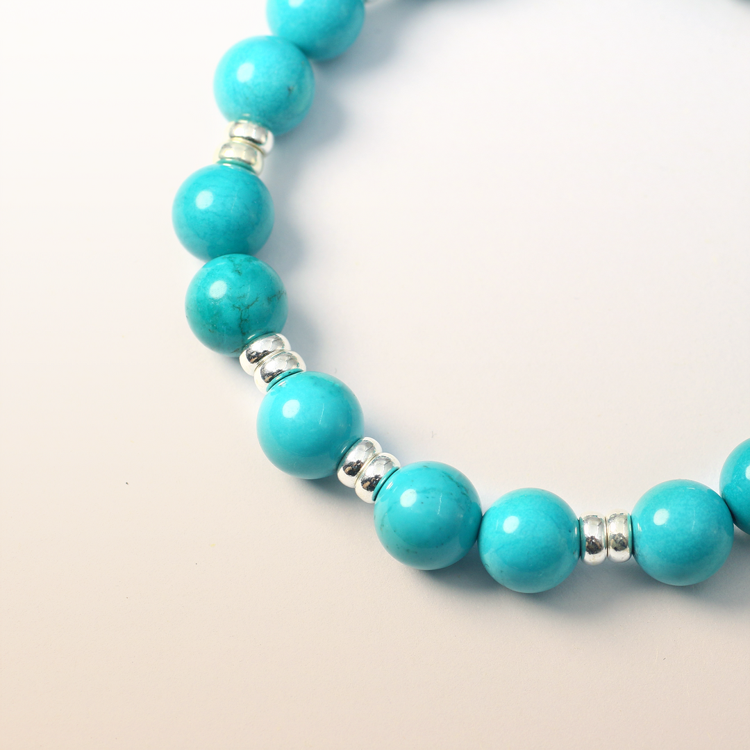 Silver Turquoise Throat Chakra Bracelet