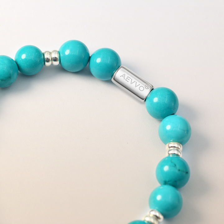 Silver Turquoise Throat Chakra Bracelet