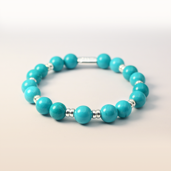 Silver Turquoise Throat Chakra Bracelet