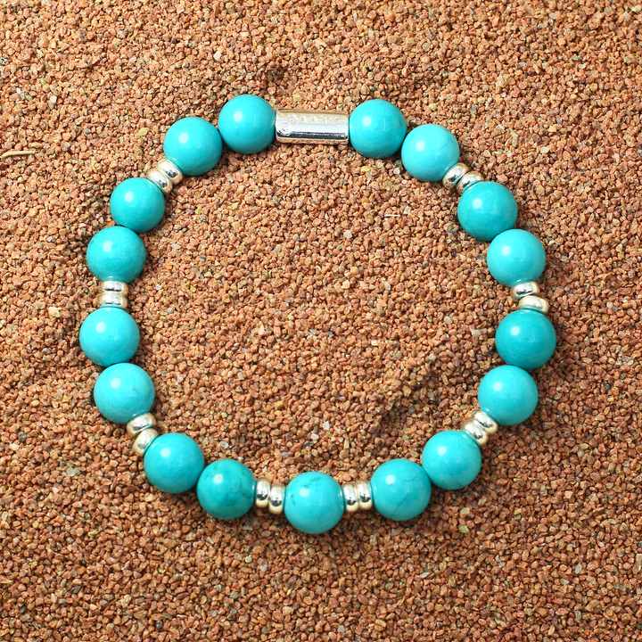 Silver Turquoise Throat Chakra Bracelet