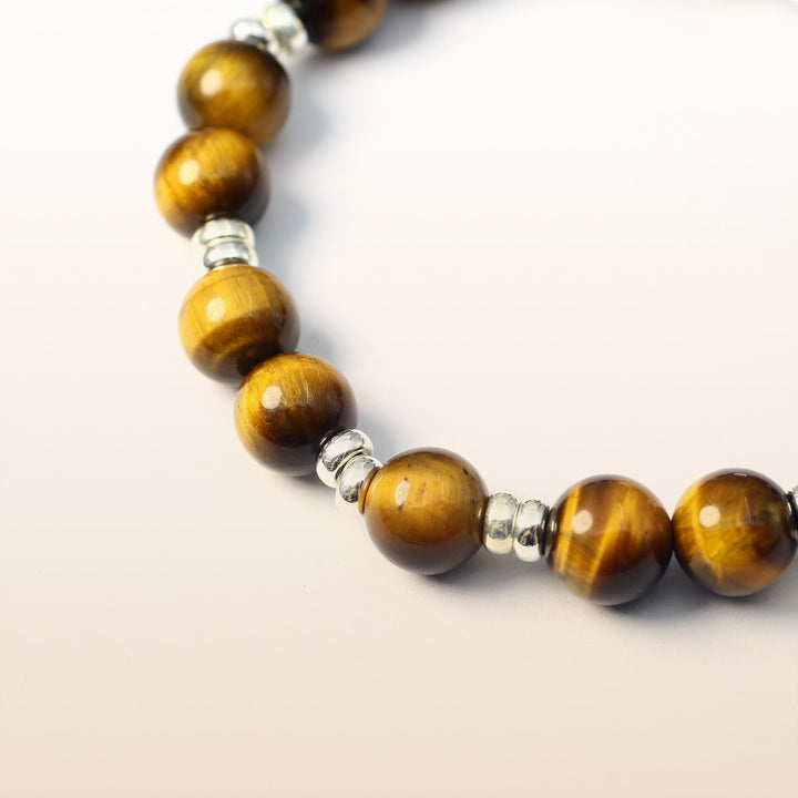 Silver Yellow Tiger Eye Solar Plexus Chakra Bracelet