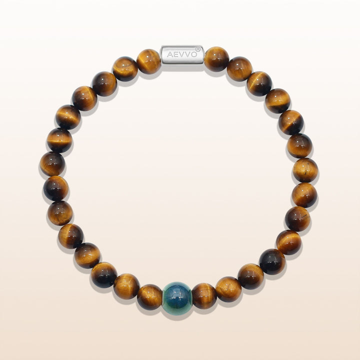 Strength & Courage - Silver Tiger Eye Evil Eye Bracelet Ⅰ